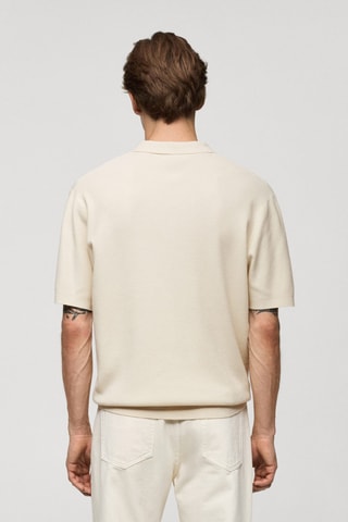 Polo maille fine structuré - Blanc cassé