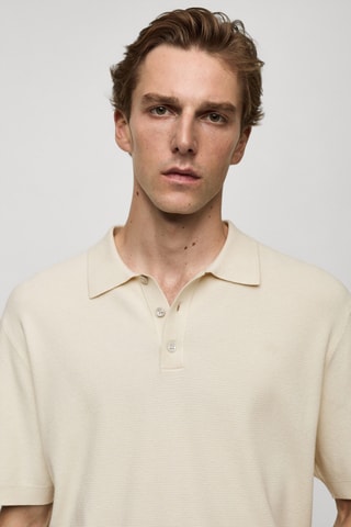 Polo maille fine structuré - Blanc cassé