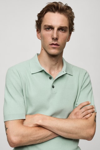 Polo maille fine structuré - Vert d'eau