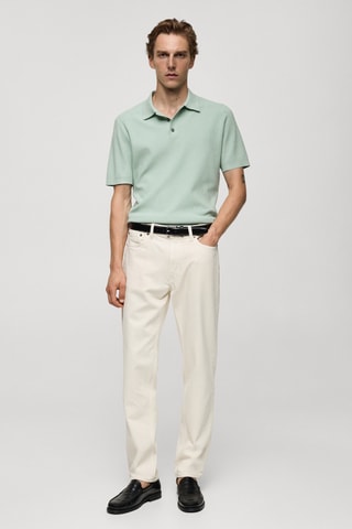 Polo maille fine structuré - Vert d'eau
