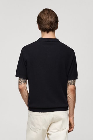 Polo maille fine structuré - Bleu marine