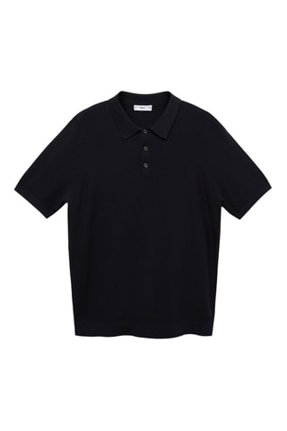 Polo maille fine structuré - Bleu marine