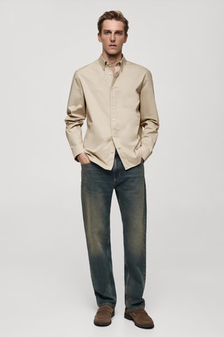 Chemise regular fit coton - Beige