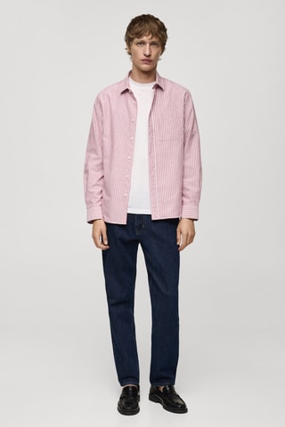 Chemise 100 % coton rayures bicolores - Rouge
