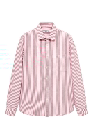 Chemise 100 % coton rayures bicolores - Rouge