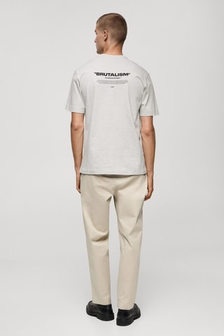 T-shirt 100 % coton texte - Gris clair chiné