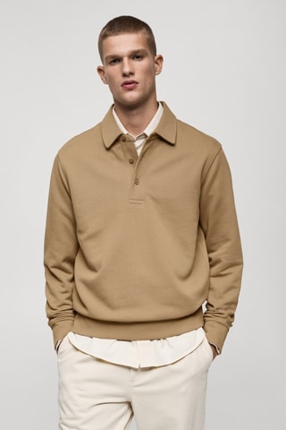 Sweat-shirt polo 100 % coton - Sable