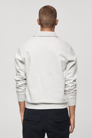 Sweat-shirt polo 100 % coton - Gris clair chiné
