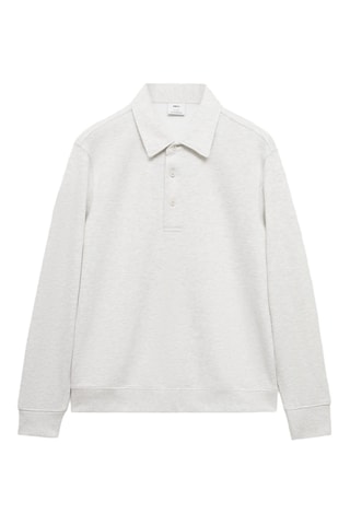 Sweat-shirt polo 100 % coton - Gris clair chiné