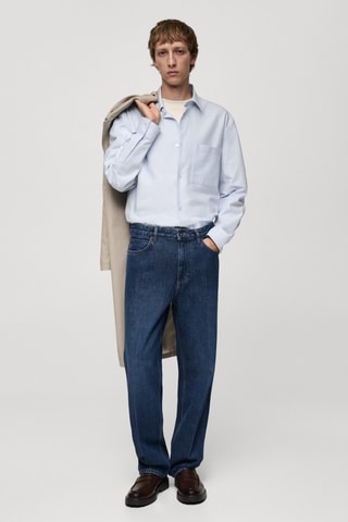 Chemise relaxed-fit oxford coton - Bleu clair