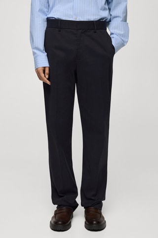 Pantalon regular-fit coton Tencel - Bleu marine