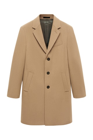 Manteau long laine recyclée - Marron