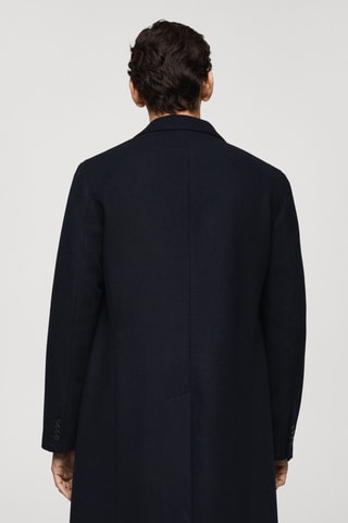 Manteau long laine recyclée - Bleu marine