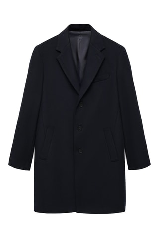 Manteau long laine recyclée - Bleu marine