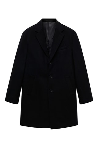 Manteau long laine recyclée - Noir