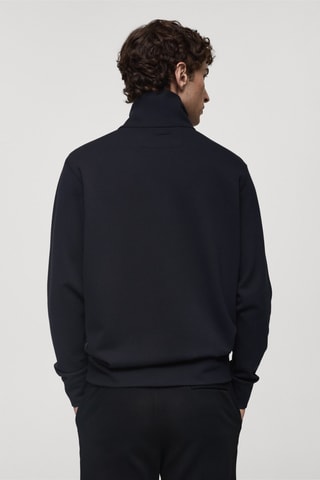 Sweatshirt with anti-odour technology and zip - Bleu marine