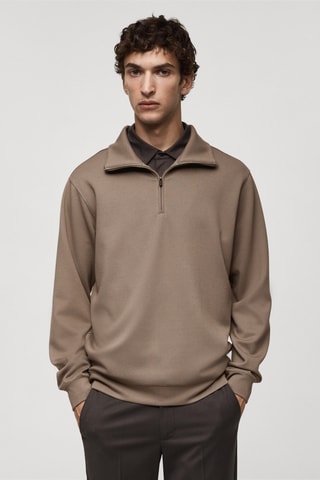 Sweatshirt with anti-odour technology and zip - Gris