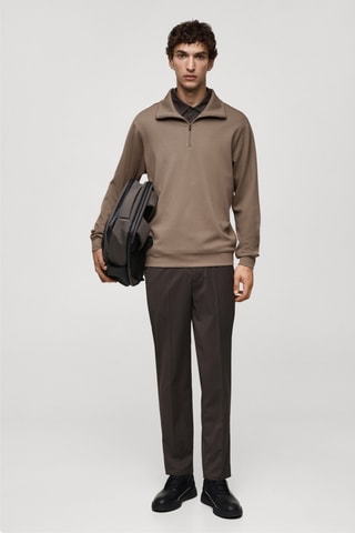 Sweatshirt with anti-odour technology and zip - Gris