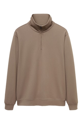 Sweatshirt with anti-odour technology and zip - Gris
