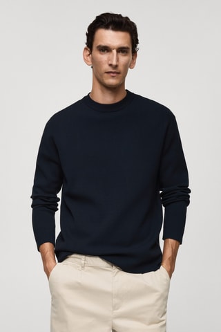 Pull-over maille moyenne regular-fit - Bleu marine