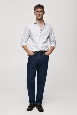 Chemise slim fit coton rayée - Blanc