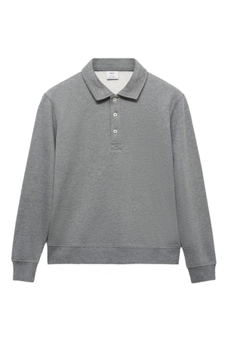 Sweat-shirt polo coton mélangé - Gris chiné