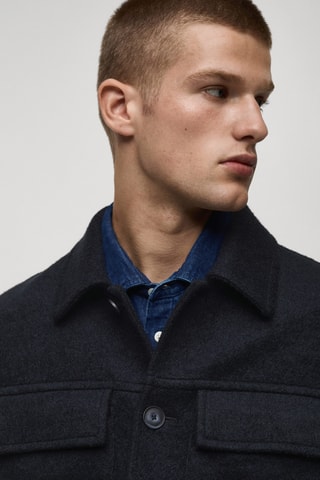 Veste laine à poches - Bleu marine