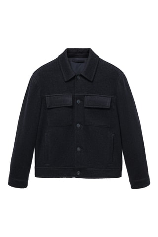Veste laine à poches - Bleu marine