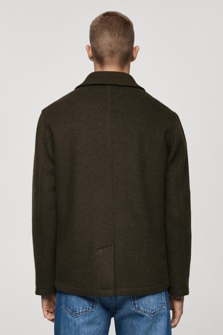 Veste tissu bouclette laine poches - Kaki