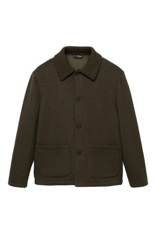 Veste tissu bouclette laine poches - Kaki