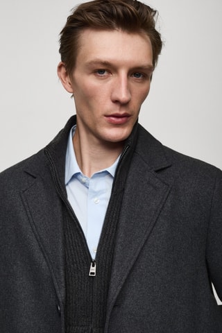 Manteau laine matelassé regular-fit - Gris