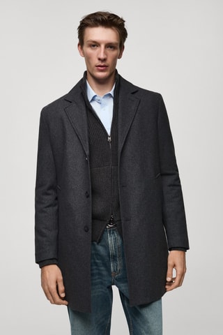 Manteau laine matelassé regular-fit - Gris