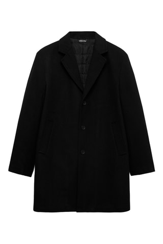 Manteau laine matelassé regular-fit - Noir