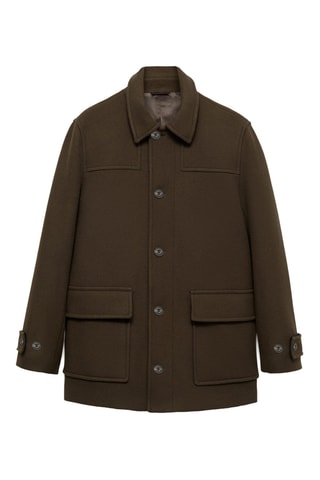 Manteau laine capuche amovible - Kaki