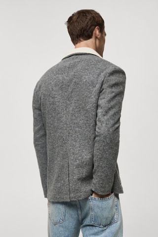 Veste slim fit laine à petits carreaux - Gris