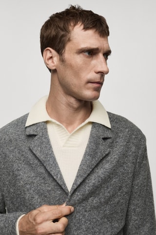 Veste slim fit laine à petits carreaux - Gris