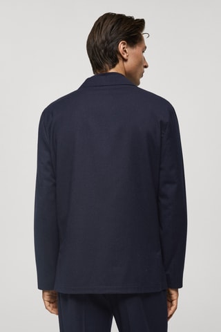 Veste costume flanelle 100 % laine vierge - Bleu marine