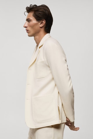 Veste costume flanelle laine italienne - Blanc