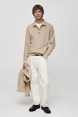 Polo regular-fit tissu sweat-shirt - Sable
