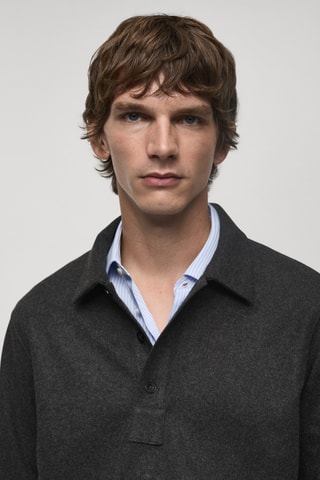 Polo regular-fit tissu sweat-shirt - Anthracite
