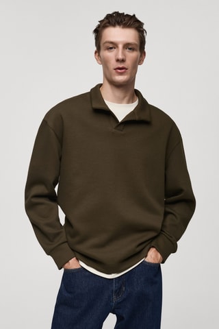 Sweat-shirt polo relaxed-fit - Kaki