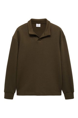 Sweat-shirt polo relaxed-fit - Kaki