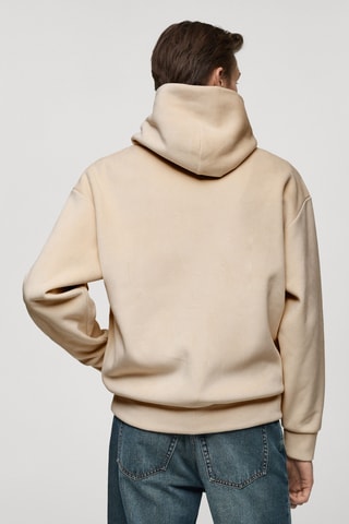 Sweat-shirt capuche velours côtelé - Écru