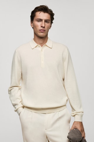 Pull-over polo 100 % cachemire - Écru