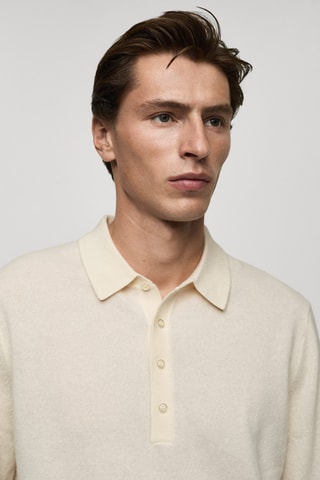 Pull-over polo 100 % cachemire - Écru