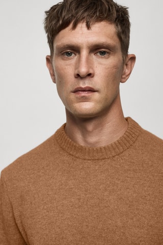 Pull-over maille laine mélangée - Marron
