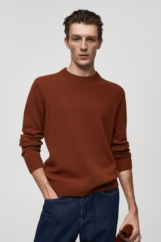 Pull-over maille laine mélangée - Orange foncé