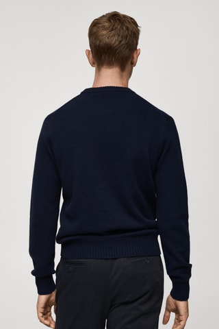 Pull-over maille laine mélangée - Bleu marine