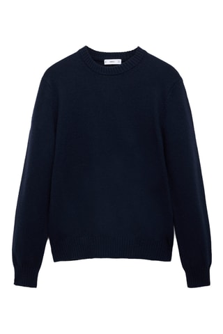 Pull-over maille laine mélangée - Bleu marine