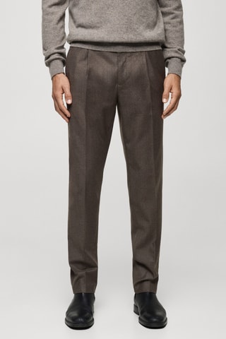 Pantalon costume flanelle 100 % laine italienne - Marron